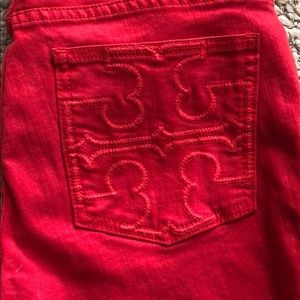 Tory Burch- Red Garment Dyed Cropped Jean